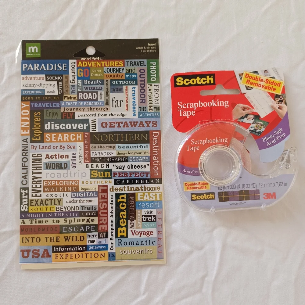 New K & Company 12x12 Scrapbook Bundle - Stickers, Tape, Paper, Page Protectors